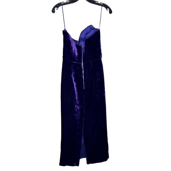 Rasario NWT Silk Velvet Draped Corset Midi Dress in Violet Size FR 38/US 4 - Picture 4 of 10